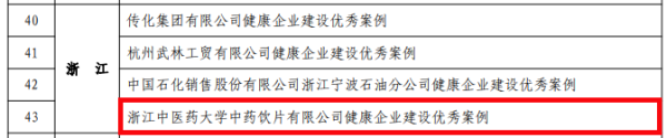 第一证券 喜报！大学饮片公司入选国家卫健委健康企业建设优秀案例
